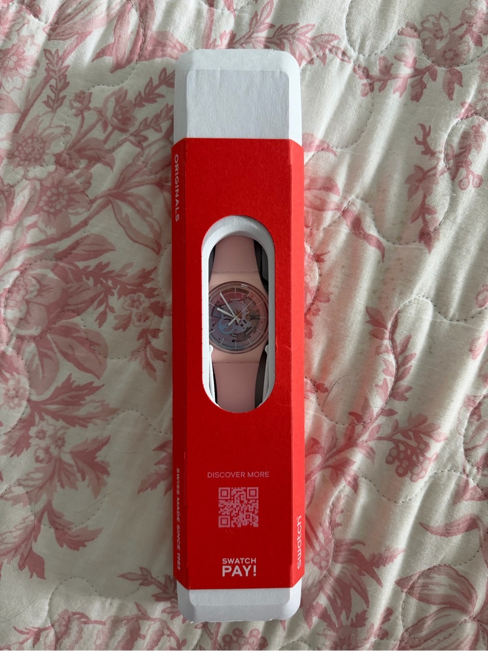 Swatch Pink Transparent Dial Silicone Strap Watch - Picture 5 of 5